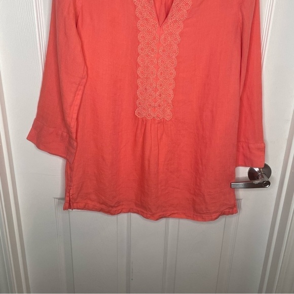Lands End 100% Linen Coral Popover Tunic 4 - Picture 4 of 10